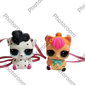 Cute Pet-Themed Figurine Set - Black and Orange Bank Back Packs